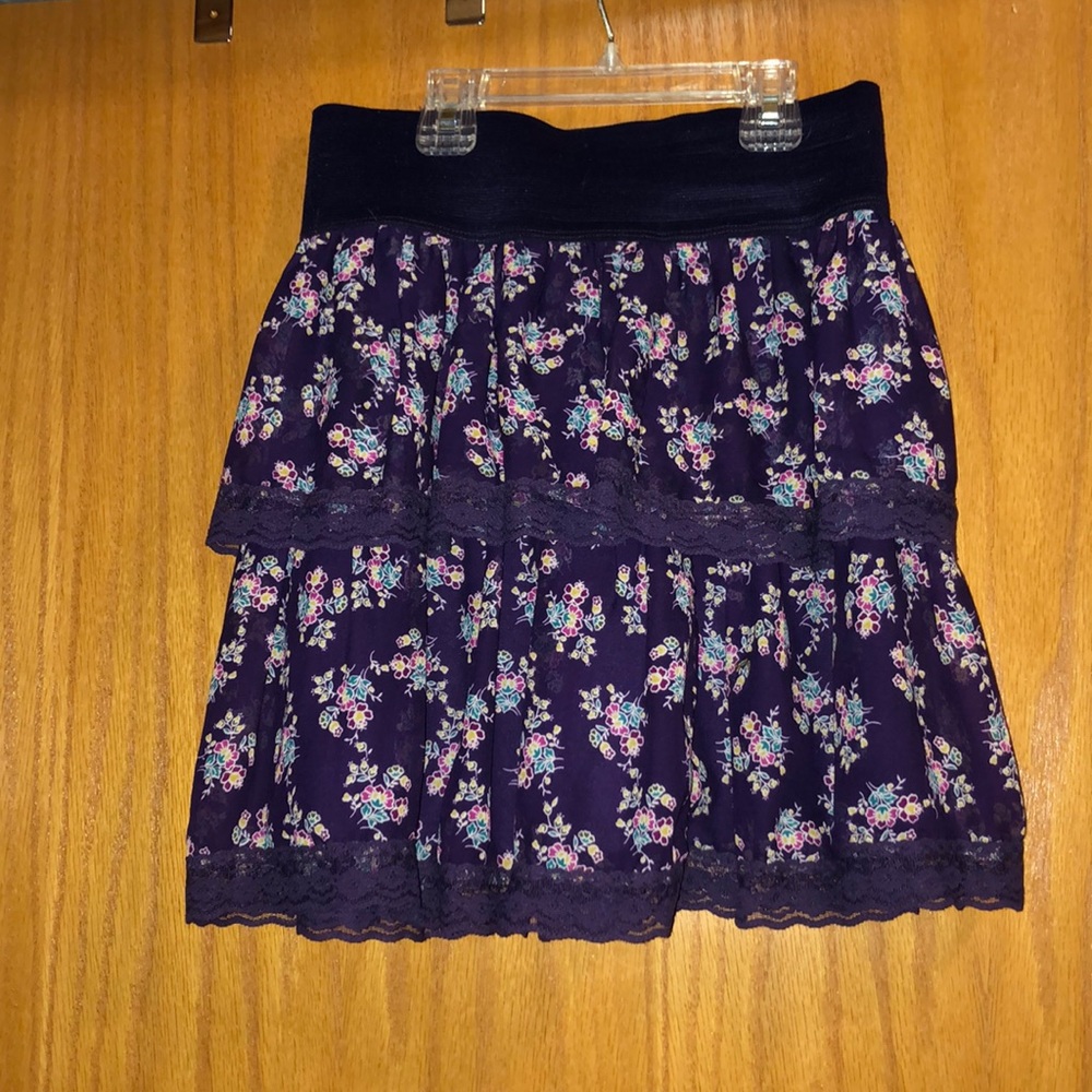 Purple floral print skirt